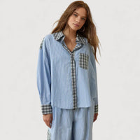 Isabella | Relaxed Pyjama-Set Damen stilvoll getragen – Blau