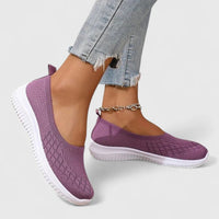 Lara | Damen Strick Ballerinas Slip-On Leicht Komfort Alltag Modern – Lila