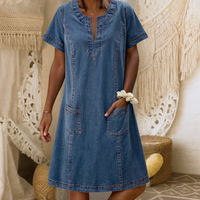 Aukje™ | Elegantes, jeansblaues Kleid – Blau