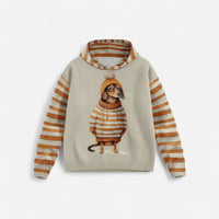 Damen Hoodie mit Hundemotiv und Kapuze – Orange