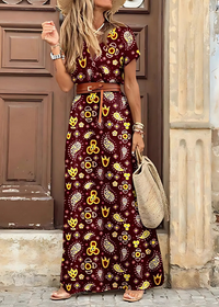 Vera - Elegantes Bohemian Maxikleid – Bordeaux