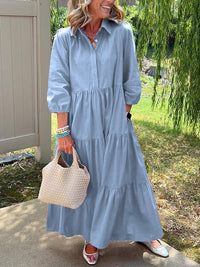 Amara | Maxi Kleid aus Baumwolle für den Alltag – Blau