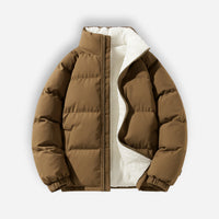 Wattierte Pufferjacke für Herren mit hohem Kragen und ohne Kapuze – Braun