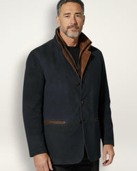 Jacke für Herren mit Reißverschluss-Stehkragen im Blazer-Stil – Marine