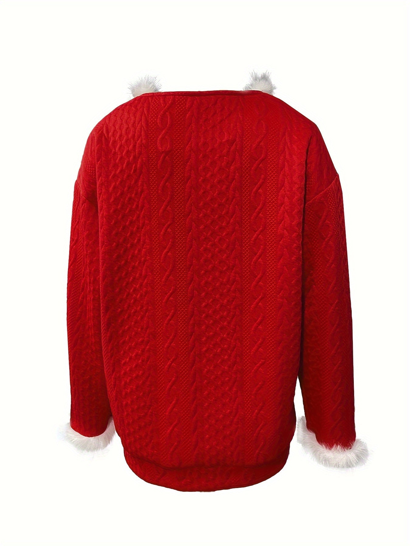 Reivlora | Weihnachtlicher Pullover mit Kunstfellbesatz
