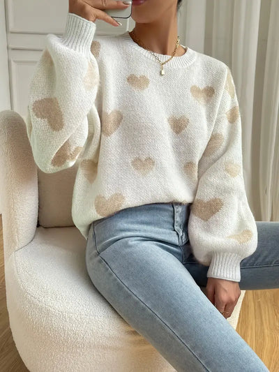 Cliamara | Charmanter Pullover mit Herzmuster und Schultern