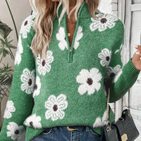 Lena | This Moderner Damenpullover Half-Zip bequem – Grün