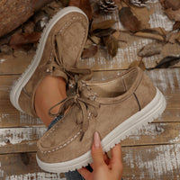 Damen Vintage Schnür-Mokassinschuhe – Khaki
