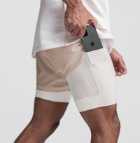 Mauro | Bequeme Trainingsshorts – Khaki-Weiß