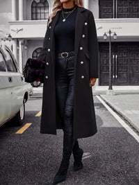 Liaquen | Modebewusster Trenchcoat mit Gürtel und Pelzbesatz – Schwarz