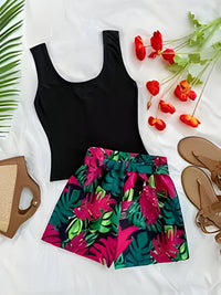 Ava | Damen Sommerurlaub Bedruckte Weste und Shorts Set – Gemischte Farbe