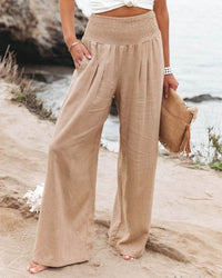 Lässig weite Baumwoll-Leinen-Hose – Khaki