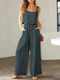 Sofia | Komfortables Damen Set aus Top und Hose – Dunkelblau