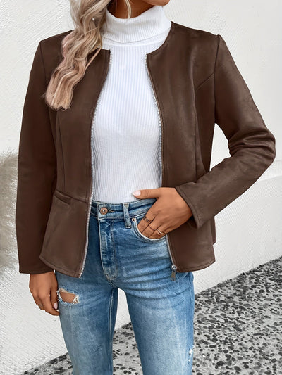 Leymirae | Braune Langarm Zip-Up Jacke