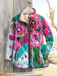 Blumenmuster Damen Elegante Jacke – Mehrfarbig
