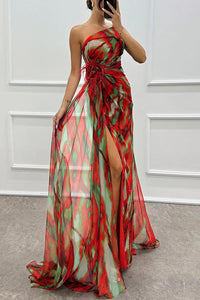 Damen Ein Schulter Asymmetrisches Hochzeitsgast Kleid | Maxi – Rot