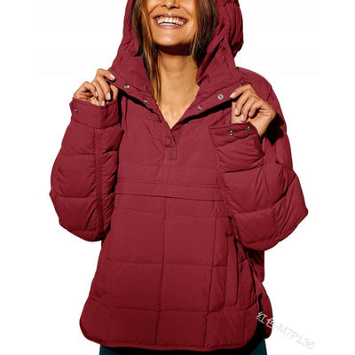 Meia | Warme Hoodie-Daunenjacke für Frauen – Dick und Baumwollgepolstert