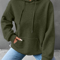 Léana™ | Texturiertes Kapuzen-Sweatshirt mit langen Ärmeln – Oliv