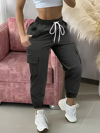 Bianca | Elegante Damen-Cargohose mit Kordelzug – Schwarz