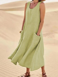 Martha | Elegantes und bequemes Leinenkleid für Frauen – Grün