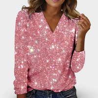 LEA - BLUSE MIT V-AUSSCHNITT UND STRASSSTEINEN – Rosa