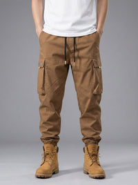 Jogger Tapered Cargo Hose für Herren mit Kordelzug und Bündchen – Braun