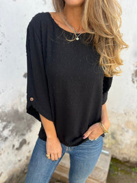 BENEDICTE - LOCKERE BLUSE MIT ÄRMELN – Schwarz