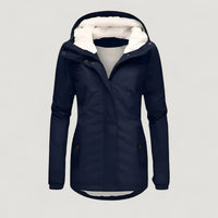 Elva | Warme Damenjacke mit Kapuze – Marine