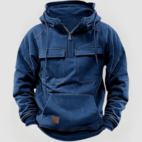 DEREK - KAPUZENPULLOVER MIT GROẞEN TASCHEN – Blau