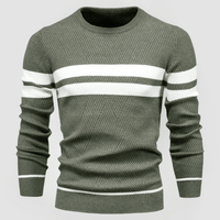 SALVATORE - ENG ANLIEGENDER STRICKPULLOVER – Militärgrün