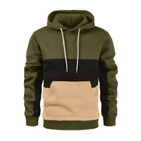 Teri | Herren Freizeit Fleece Patchwork Hoodie – Grün-Beige