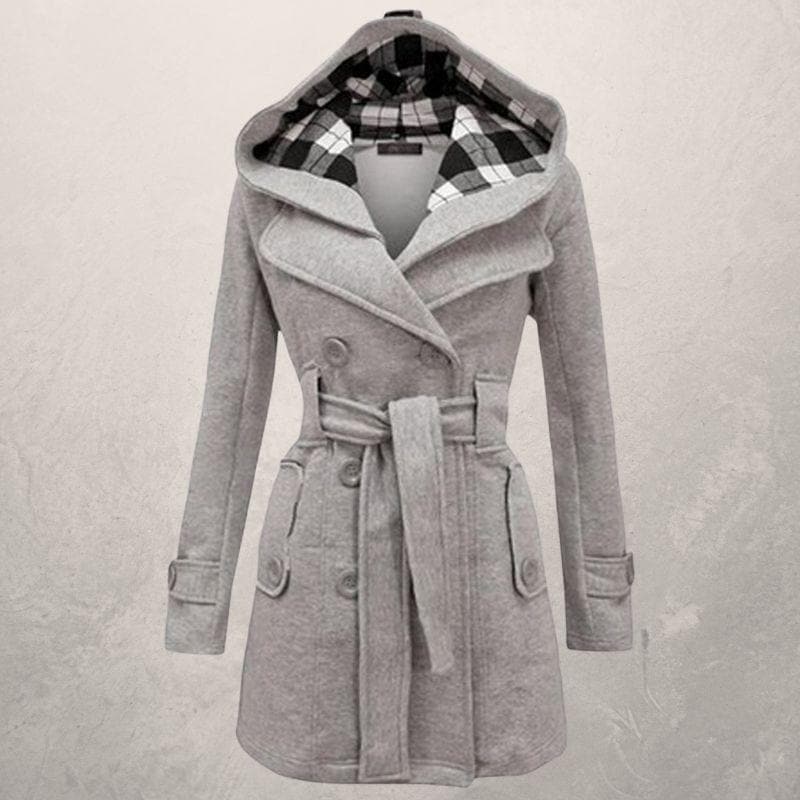 Kcie | Schicke Winterjacke mit Gürtel und Kapuze für Frauen