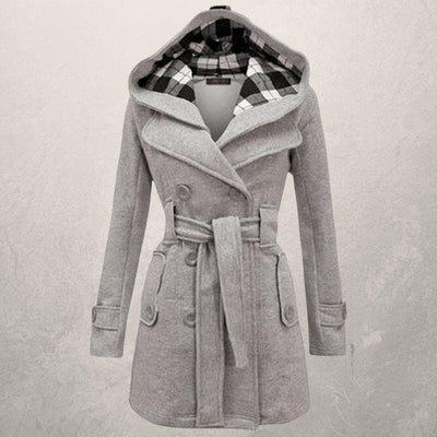 Kcie | Schicke Winterjacke mit Gürtel und Kapuze für Frauen