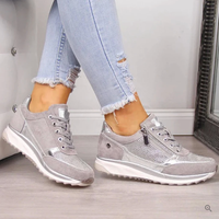 Raina - Schnür-Sneaker mit seitlichem Reißverschluss und lässiger Passform – Grau