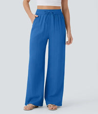 Elena | Bequeme Leinenhose mit fließender Passform – Blau