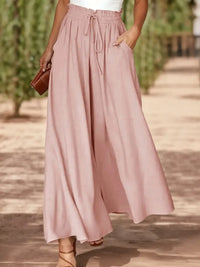 Claire - Lässige lockere Hose – Blassrosa-Grau