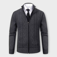 Liam - Elegante & Kaschmirgefütterte Herrenstrickjacke – Dunkelgrau