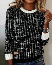 Paula | Kariertes Damen Pullover modern & elegant – Schwarz
