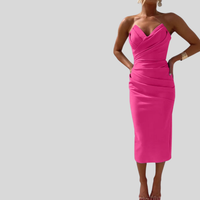 Marlis | Drapé Kleid Formend – Knallrosa