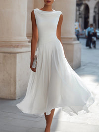 Vireen - plissiertes Midikleid – Weiß