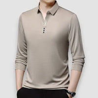Enzo | Long Sleeve Business Polo Shirt – Beige