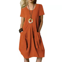 Antje | Knielanges Damenkleid – Orange Rot