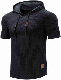 Kurzarm-Kapuzenpulli – Schwarz