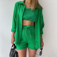 AGATHE - WEITES SHIRT UND SHORTS SET – Grün