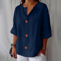 Piera - Luftige Leinenbluse – Blau