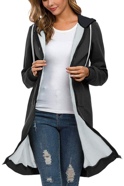 Vyralie | Übergroßes Sweatshirt mit langer Kapuze und Reißverschluss