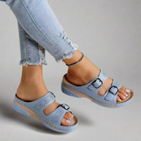 Dorothee | Wedge Sandalen mit Doppelriemen – Komfortabel und Stilvoll – Hellblau