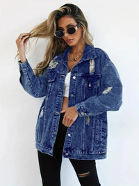 | Oversized Jeansjacke für Damen – Dunkelblau