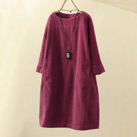 QUIRINA - WEITES KLEID MIT LANGEN ÄRMELN – Rot
