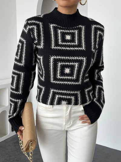 Clisona | Moderner Pullover mit geometrischem Muster und Rundhalsausschnitt